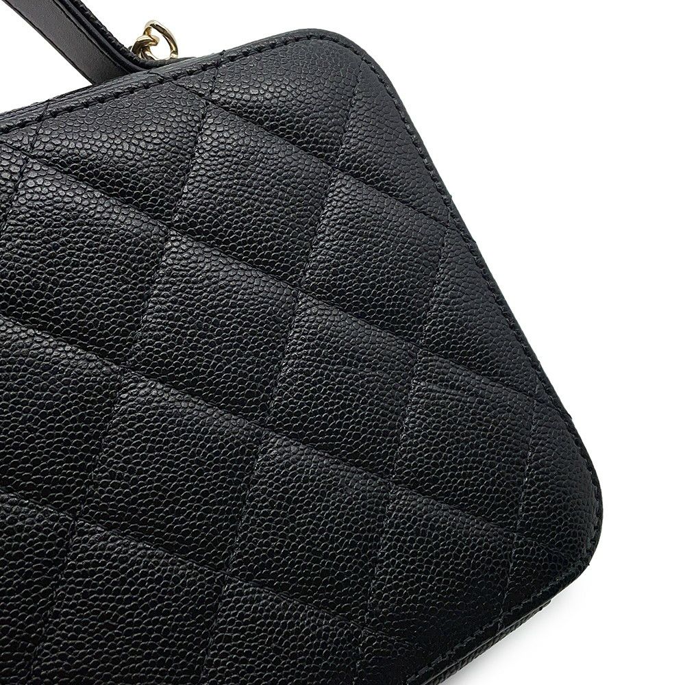 シャネル チェーンショルダーバッグ ココマーク マトラッセ バニティ キャビアスキン AP4778 CHANEL 黒