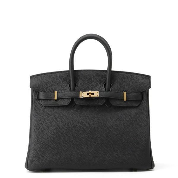 エルメス バーキン25 ブラック/ピンクゴールド金具 トゴ D刻印 HERMES Birkin ハンドバッグ 黒