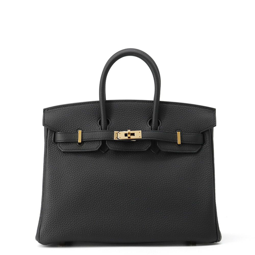 エルメス バーキン25 ブラック/ピンクゴールド金具 トゴ D刻印 HERMES Birkin ハンドバッグ 黒