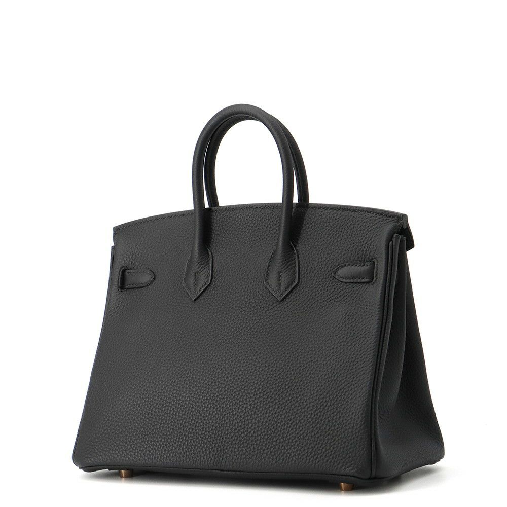 エルメス バーキン25 ブラック/ピンクゴールド金具 トゴ D刻印 HERMES Birkin ハンドバッグ 黒