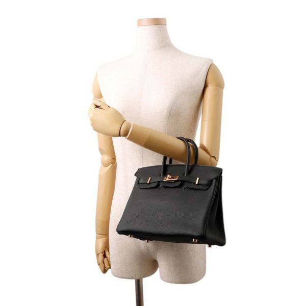 エルメス バーキン25 ブラック/ピンクゴールド金具 トゴ D刻印 HERMES Birkin ハンドバッグ 黒