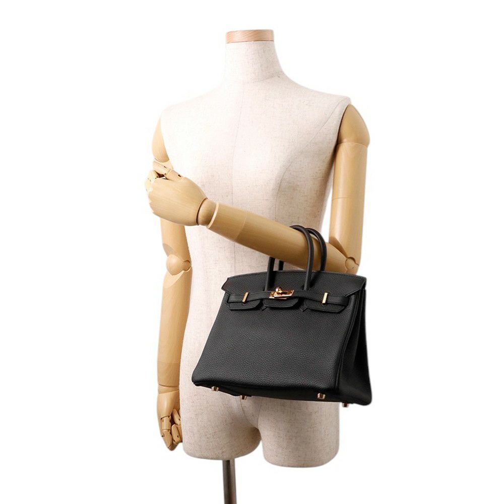 エルメス バーキン25 ブラック/ピンクゴールド金具 トゴ D刻印 HERMES Birkin ハンドバッグ 黒