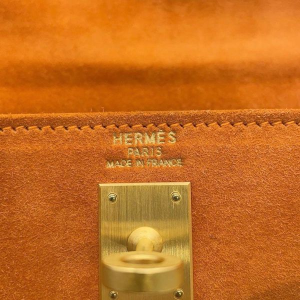 エルメス ハンドバッグ ケリー25 外縫い オレンジ/マットゴールド金具 ドブリス □H刻印 2way