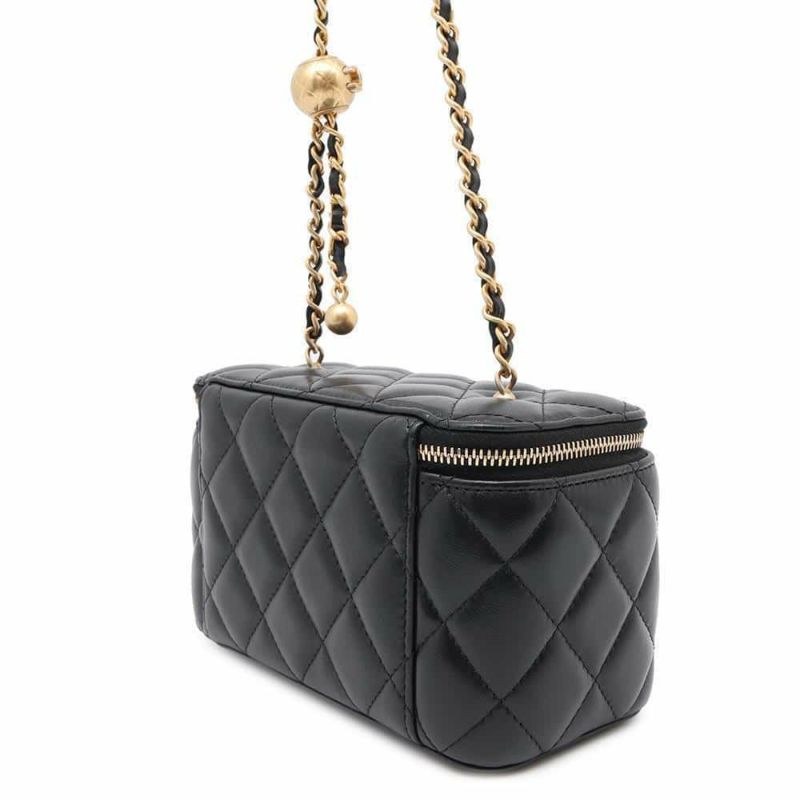 シャネル チェーンショルダーバッグ マトラッセ ココマーク バニティ ラムスキン AP2303 CHANEL 黒