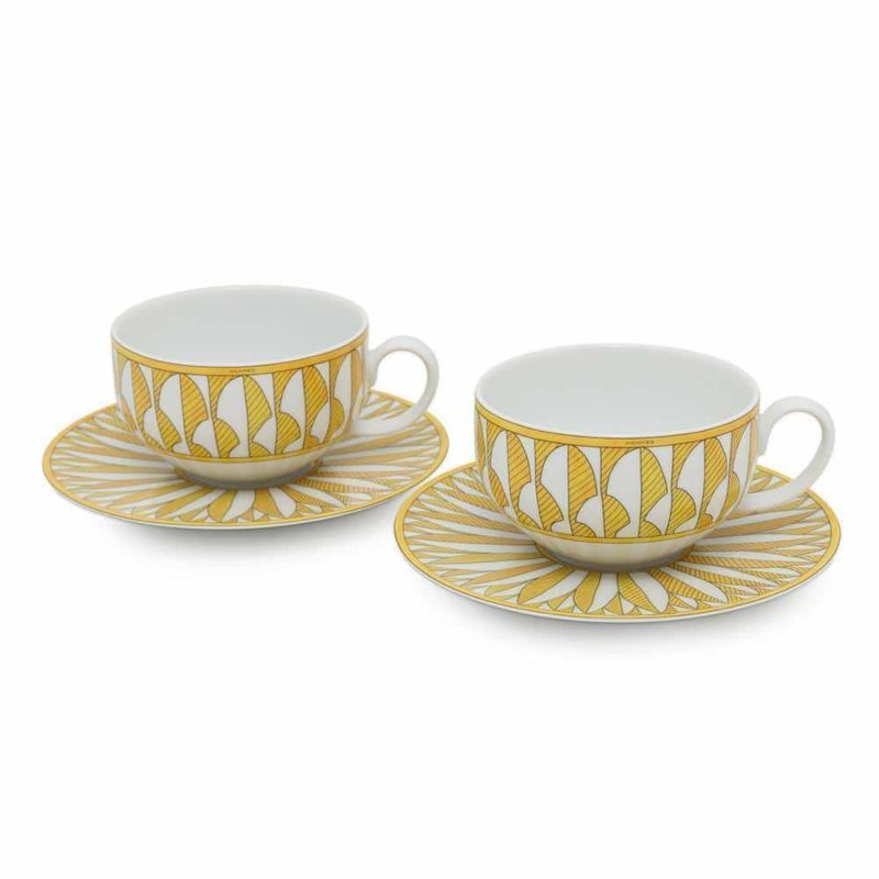 エルメス ティーカップ ソーサー ソレイユ 2客セット 200ml HERMES 食器 陶器 ギフト ポーセリン 白