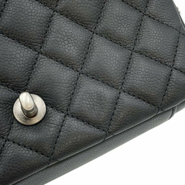 シャネル チェーンショルダーバッグ ココマーク マトラッセ キャビアスキン CHANEL ダブル フラップ 黒