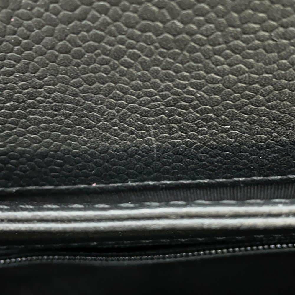 シャネル チェーンショルダーバッグ ココマーク マトラッセ キャビアスキン CHANEL ダブル フラップ 黒