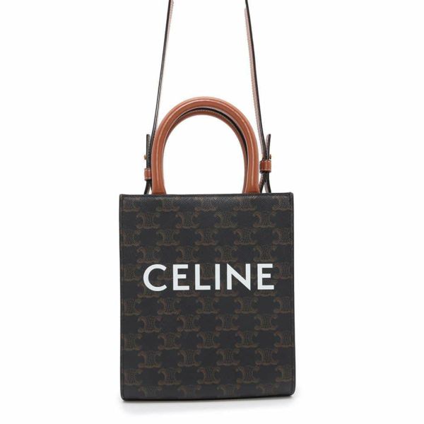 セリーヌ ハンドバッグ トリオンフ ミニ バーティカル カバ PVC/カーフレザー 194372 CELINE 2wayバッグ ブラウン