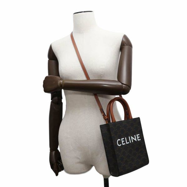 セリーヌ ハンドバッグ トリオンフ ミニ バーティカル カバ PVC/カーフレザー 194372 CELINE 2wayバッグ ブラウン