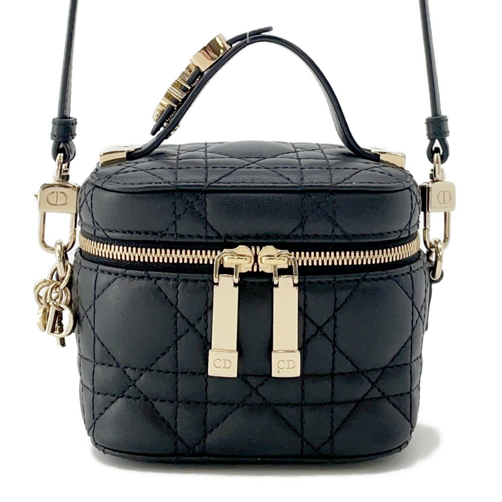 クリスチャン・ディオール ハンドバッグ カナージュ マイクロ バニティバッグ ラムスキン M0505OWEV Christian Dior 2way 黒
