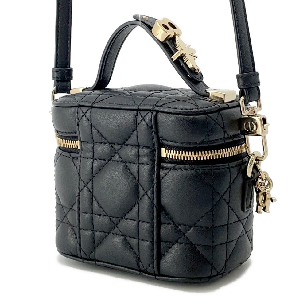 クリスチャン・ディオール ハンドバッグ カナージュ マイクロ バニティバッグ ラムスキン M0505OWEV Christian Dior 2way 黒