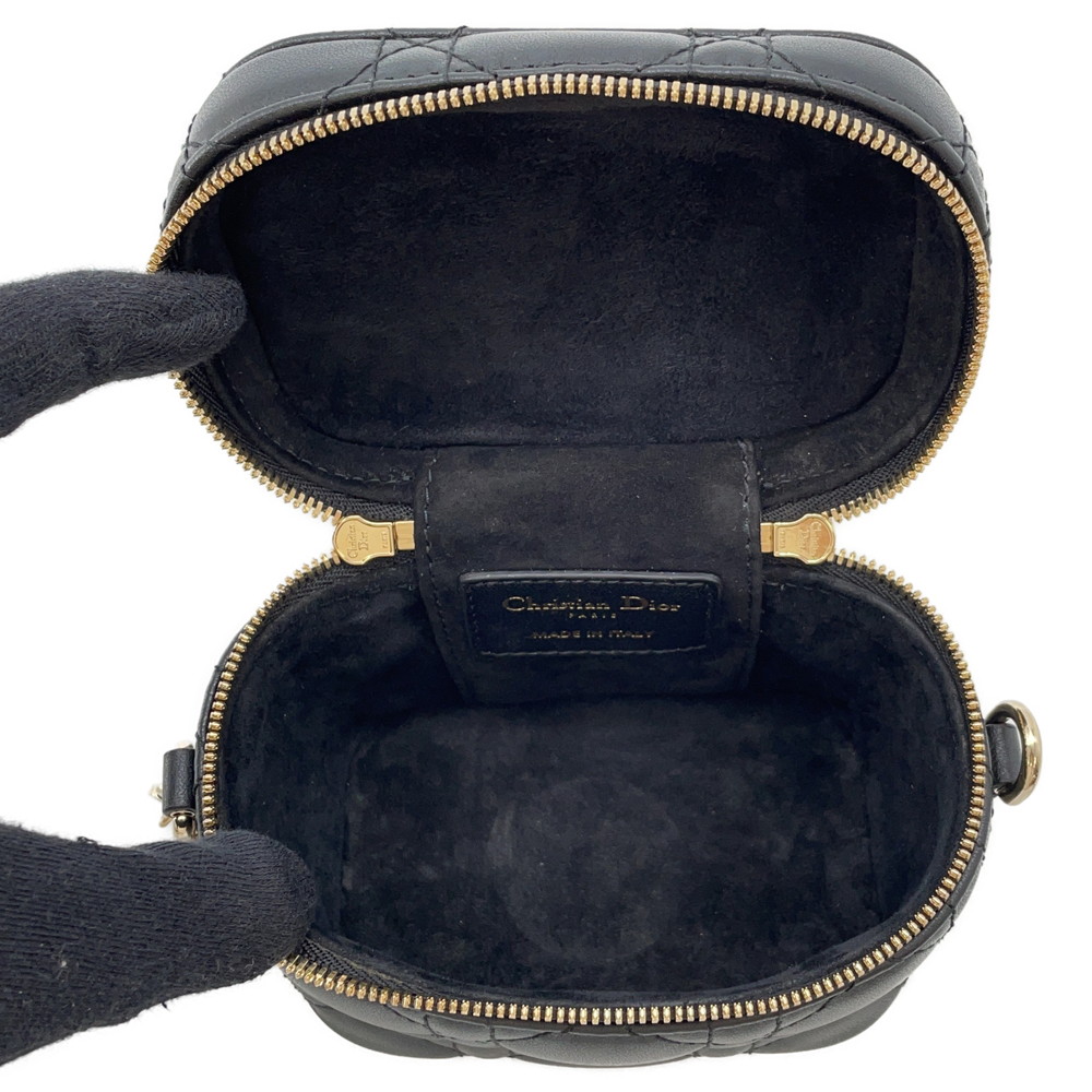 クリスチャン・ディオール ハンドバッグ カナージュ マイクロ バニティバッグ ラムスキン M0505OWEV Christian Dior 2way 黒