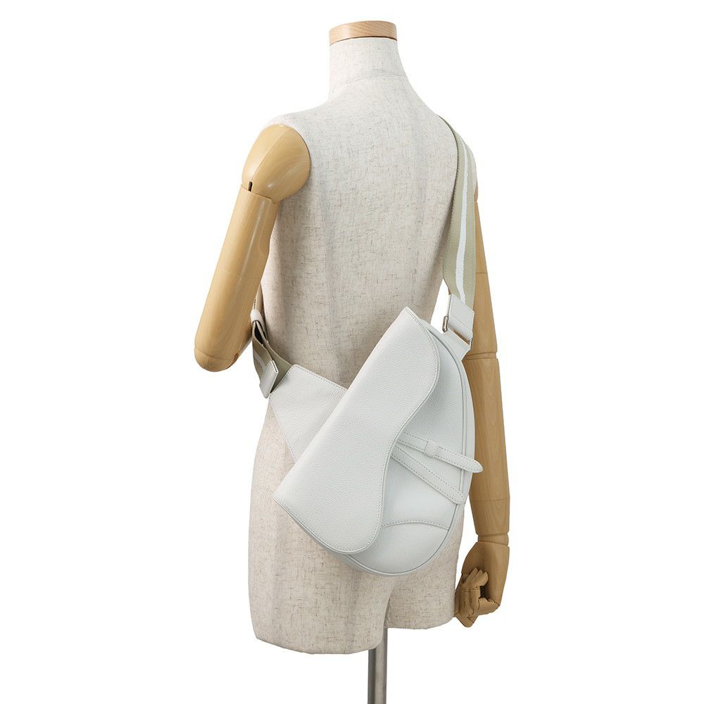 クリスチャン・ディオール ボディバッグ サドルバッグ レザー Christian Dior 白 限定