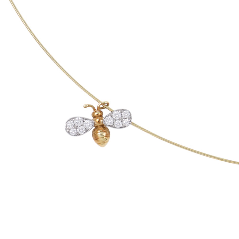 ギメル ネックレス 蜂モチーフ ダイヤモンド 計0.145ct K18YGイエローゴールド/Pt950プラチナ gimel ハチ ジュエリー