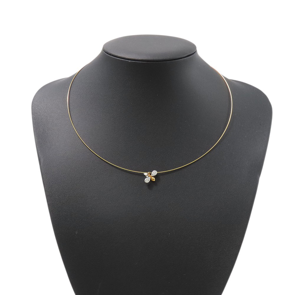 ギメル ネックレス 蜂モチーフ ダイヤモンド 計0.145ct K18YGイエローゴールド/Pt950プラチナ gimel ハチ ジュエリー