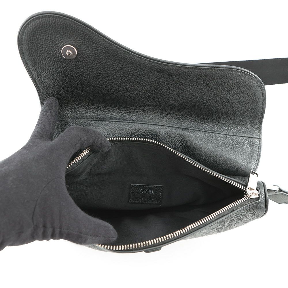 クリスチャン・ディオール ボディバッグ サドルバッグ カーフレザー 1ADPO093YMJ Christian Dior 黒