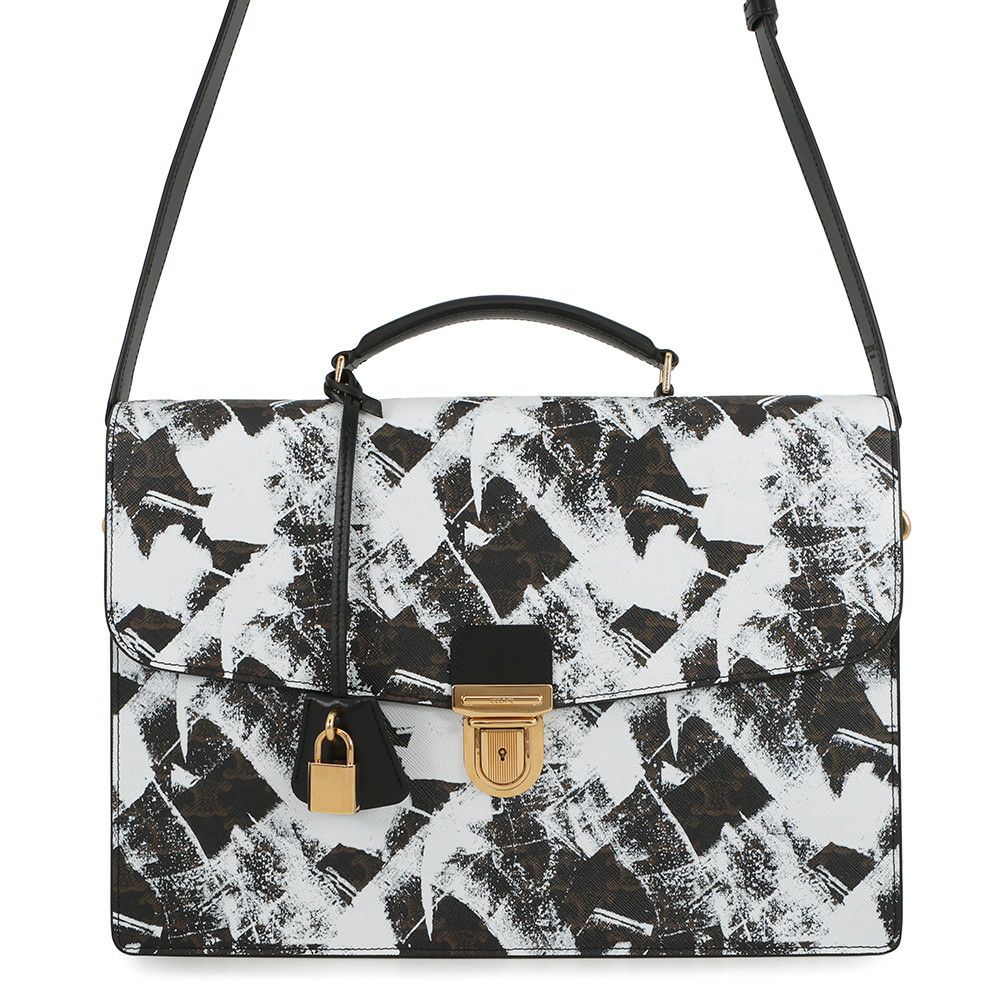 セリーヌ ビジネスバッグ トリオンフ ブリーフケース PVC/レザー CELINE 2wayショルダーバッグ 白 黒