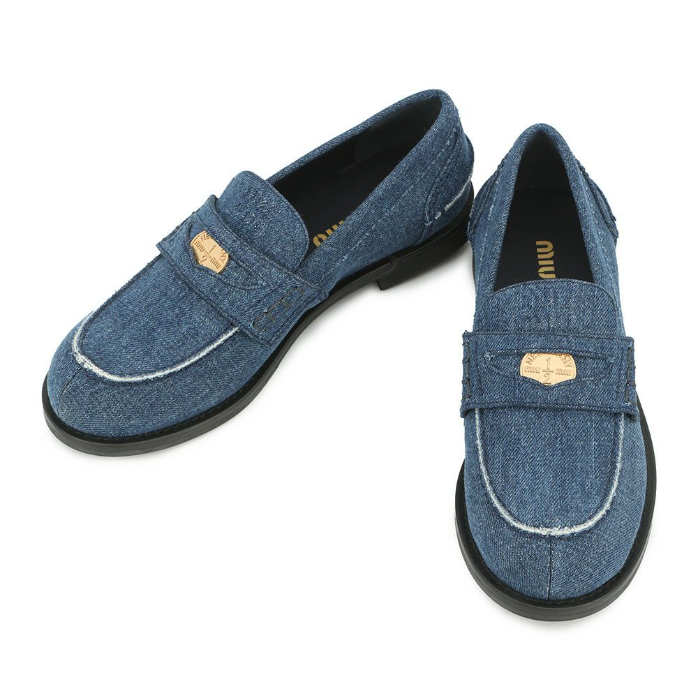 ミュウミュウ ローファー コイン デニム 5D061E レディースサイズ36 MIUMIU 靴