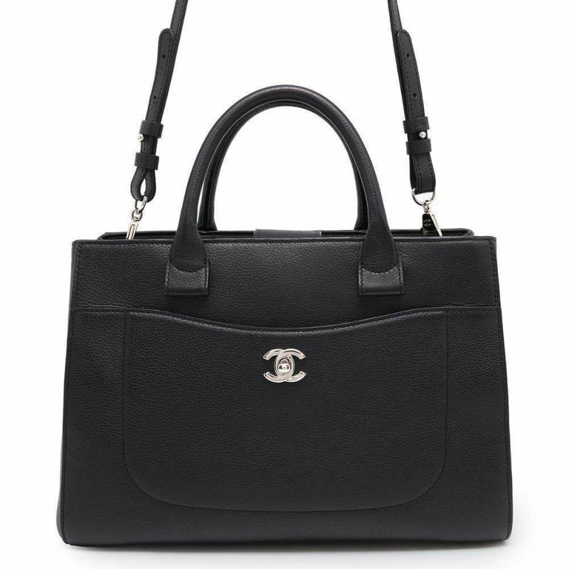 シャネル トートバッグ ネオエグゼクティブ ココマーク キャビアスキン A69930 CHANEL 2wayショルダーバッグ 黒