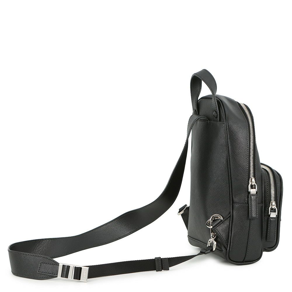 プラダ ボディバッグ トライアングルロゴ レザー 2VZ031 PRADA 黒