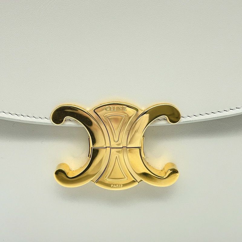 セリーヌ ハンドバッグ  ニノ  ミディアム トリオンフ スムースサテンドカーフスキン117523GG2 CELINE 2wayショルダー 白