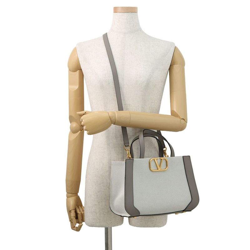 ヴァレンティノ・ガラヴァーニ ハンドバッグ Vロゴ キャンバス レザー 2W0B0K96YJH VALENTINO 2way 白