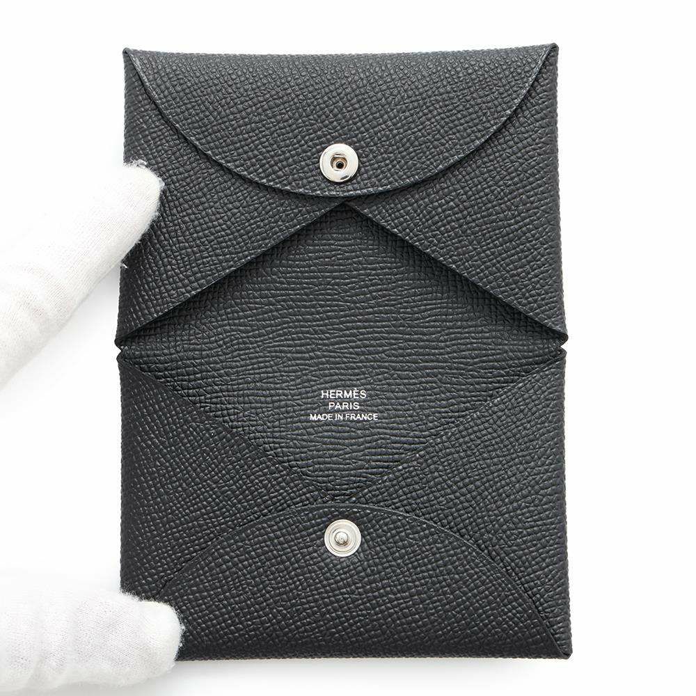 エルメス カードケース カルヴィ ブラック エプソン W刻印 HERMES 名刺入れ 黒