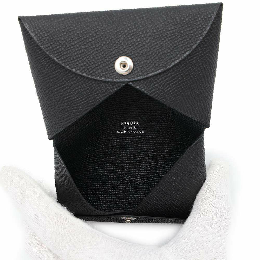 エルメス カードケース カルヴィ ブラック エプソン W刻印 HERMES 名刺入れ 黒