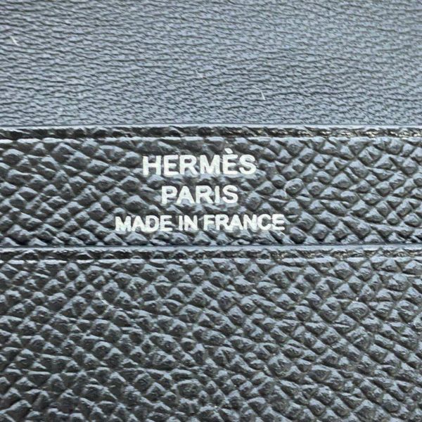 エルメス カードケース ベアン ミニ エトゥープ/シルバー金具 エプソン W刻印 HERMES 名刺入れ 黒