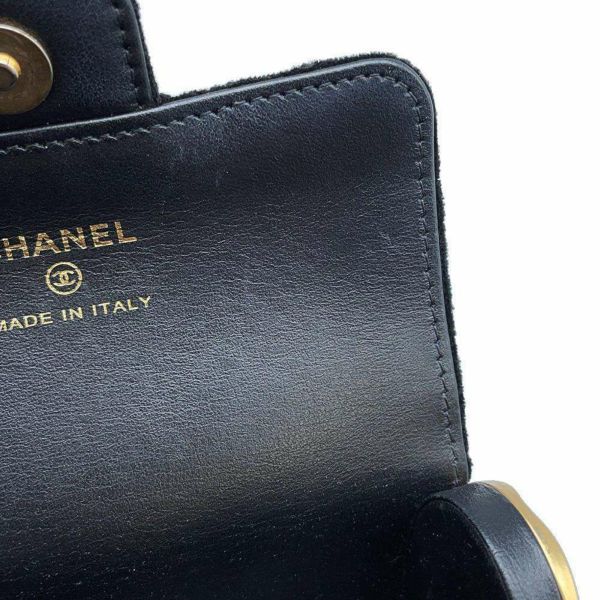 シャネル チェーンショルダーバッグ カードホルダー カメリア ポシェット スエード AP2285 CHANEL 黒