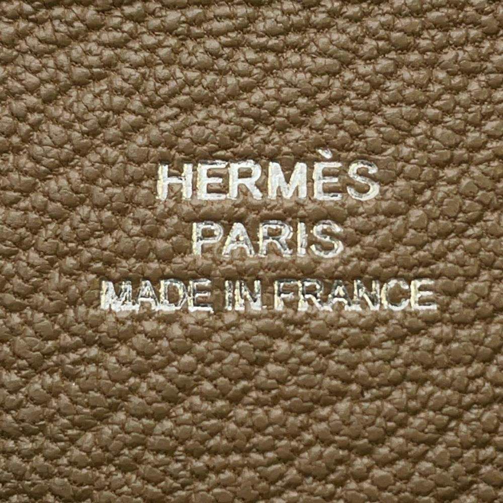 エルメス カードケース カルヴィ エトゥープ/シルバー金具 シェブルミゾル W刻印 名刺入れ シェーブル