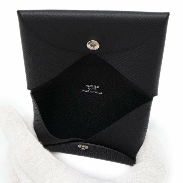 エルメス カードケース カルヴィ ブラック エプソン W刻印 HERMES 名刺入れ 黒