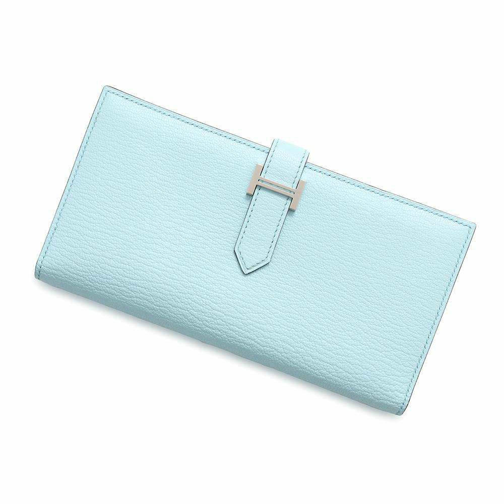 エルメス 長財布 ベアンスフレ ヴェールデュー/ゴールド金具 