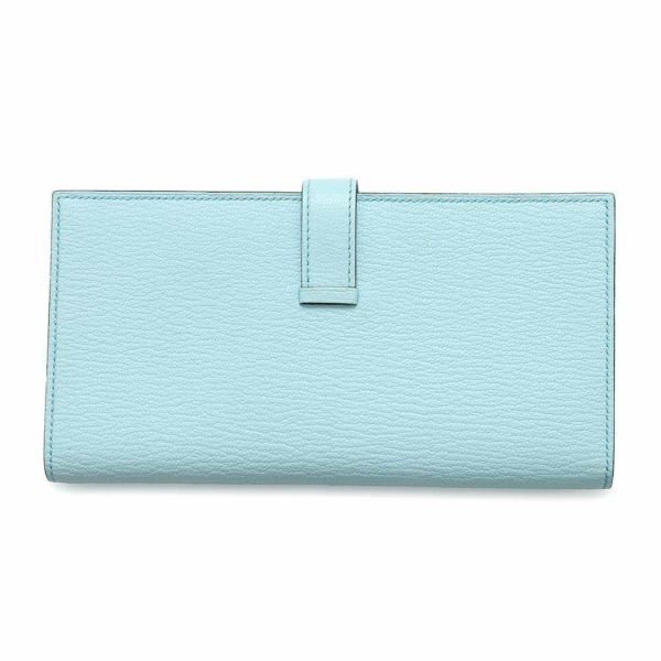 エルメス 長財布 ベアンスフレ ブルーゼフィール/シルバー金具 シェブルミゾル D刻印 財布