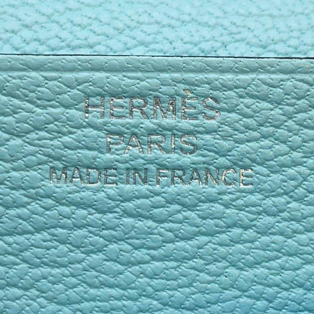 エルメス 長財布 ベアンスフレ ブルーゼフィール/シルバー金具 シェブルミゾル D刻印 財布