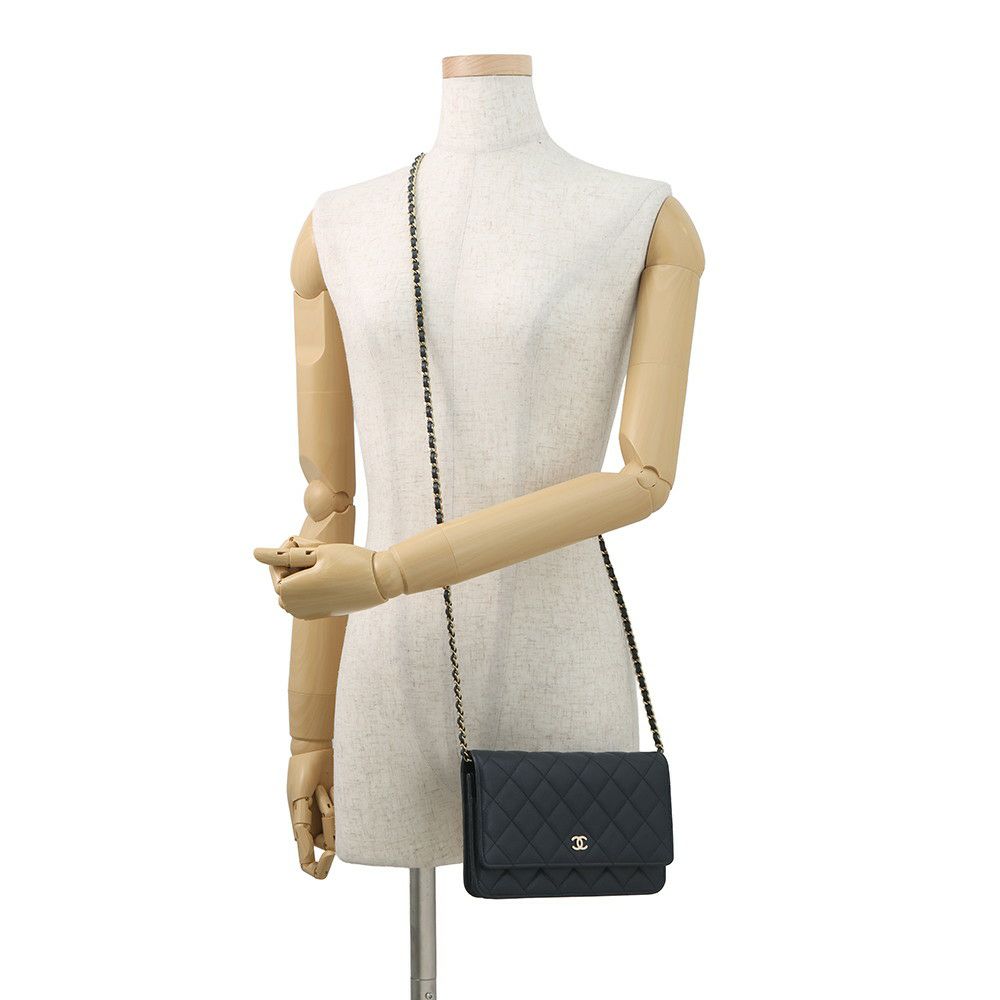 シャネル チェーンウォレット クラシック マトラッセ ココマーク キャビアスキン AP0250 CHANEL 財布 ブラック 黒