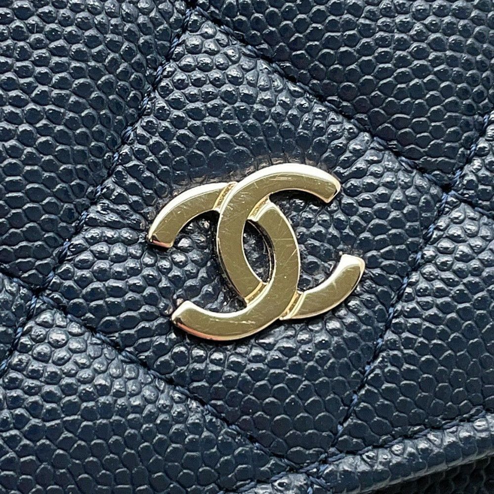 シャネル チェーンウォレット クラシック マトラッセ ココマーク キャビアスキン AP0250 CHANEL 財布 ブラック 黒
