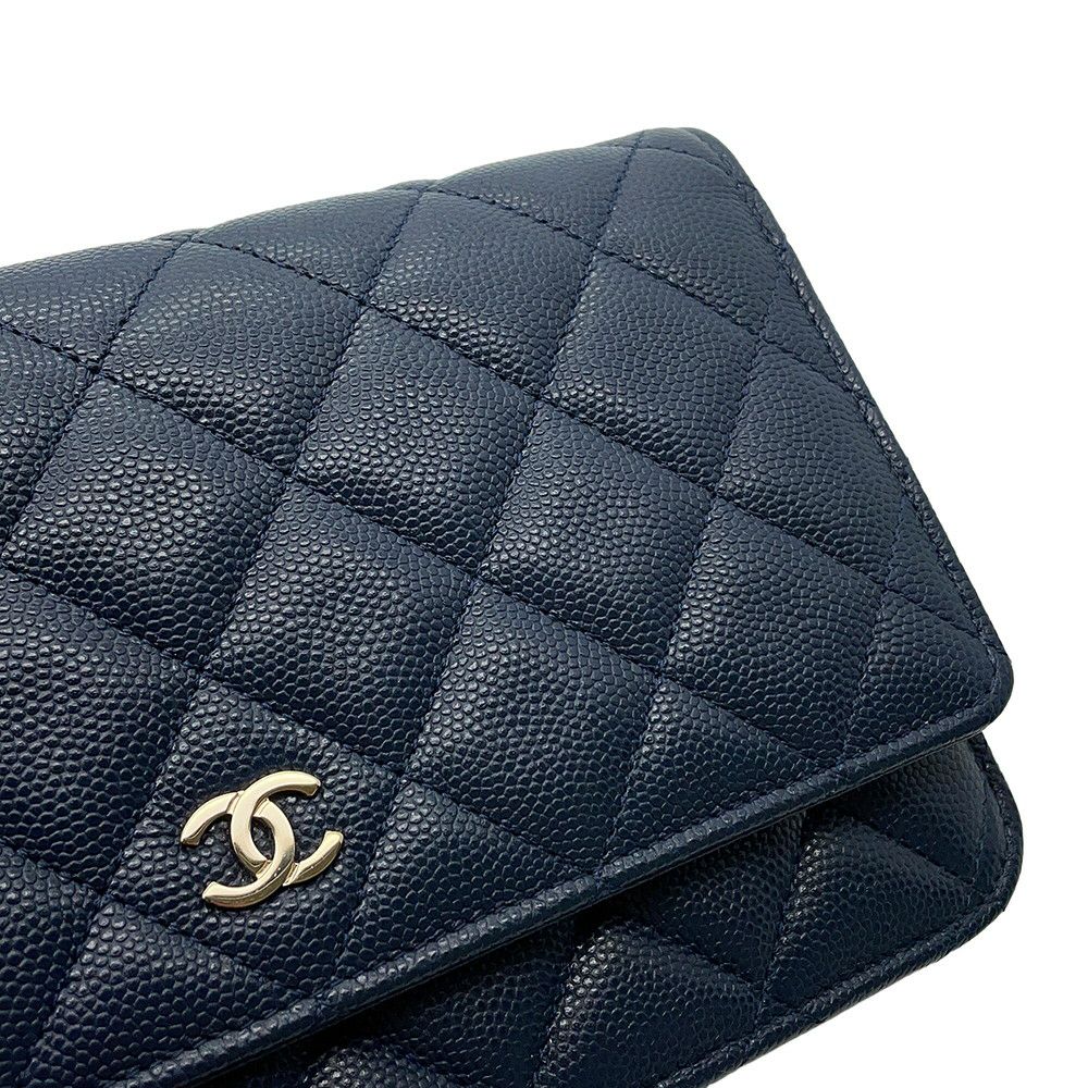 シャネル チェーンウォレット クラシック マトラッセ ココマーク キャビアスキン AP0250 CHANEL 財布 ブラック 黒