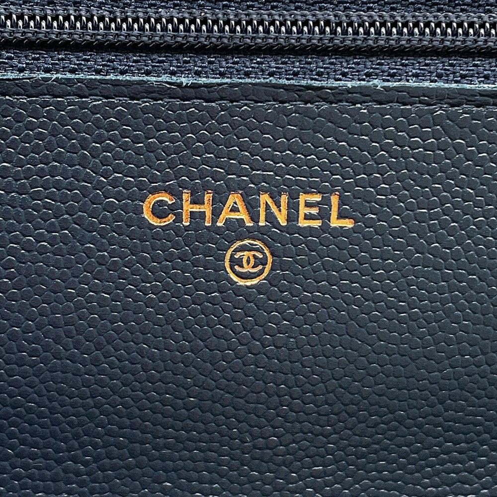 シャネル チェーンウォレット クラシック マトラッセ ココマーク キャビアスキン AP0250 CHANEL 財布 ブラック 黒