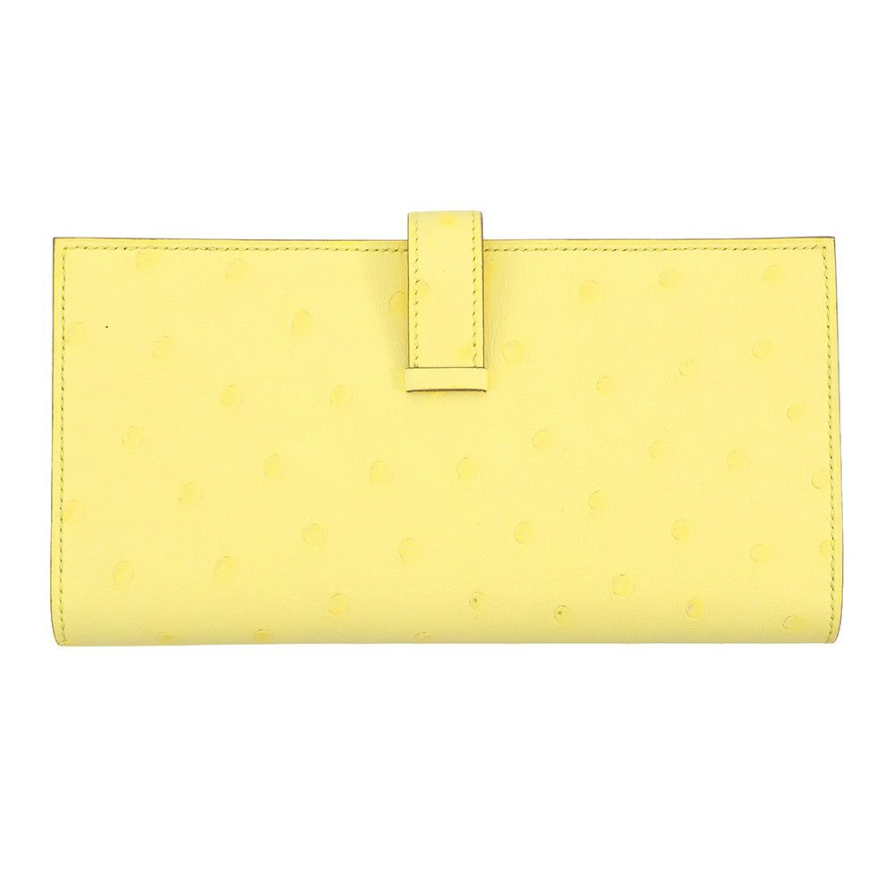 エルメス 長財布 ベアンスフレ ジョーヌシトロン/ゴールド金具 オーストリッチ B刻印 財布