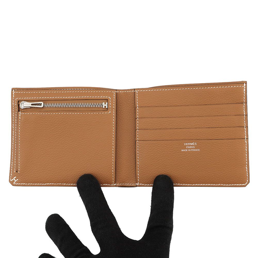 エルメス 二つ折り財布 セリエ コンパクト ゴールド/シルバー金具 エバーカラー B刻印 財布 メンズ