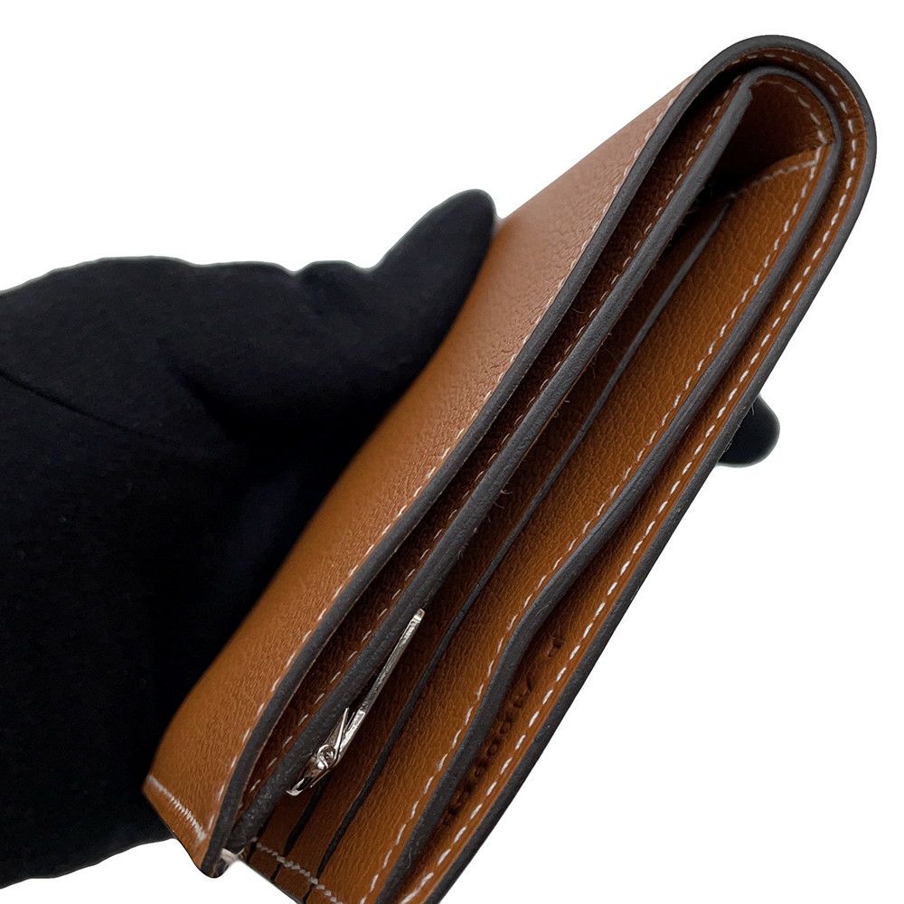 エルメス 二つ折り財布 セリエ コンパクト ゴールド/シルバー金具 エバーカラー B刻印 財布 メンズ