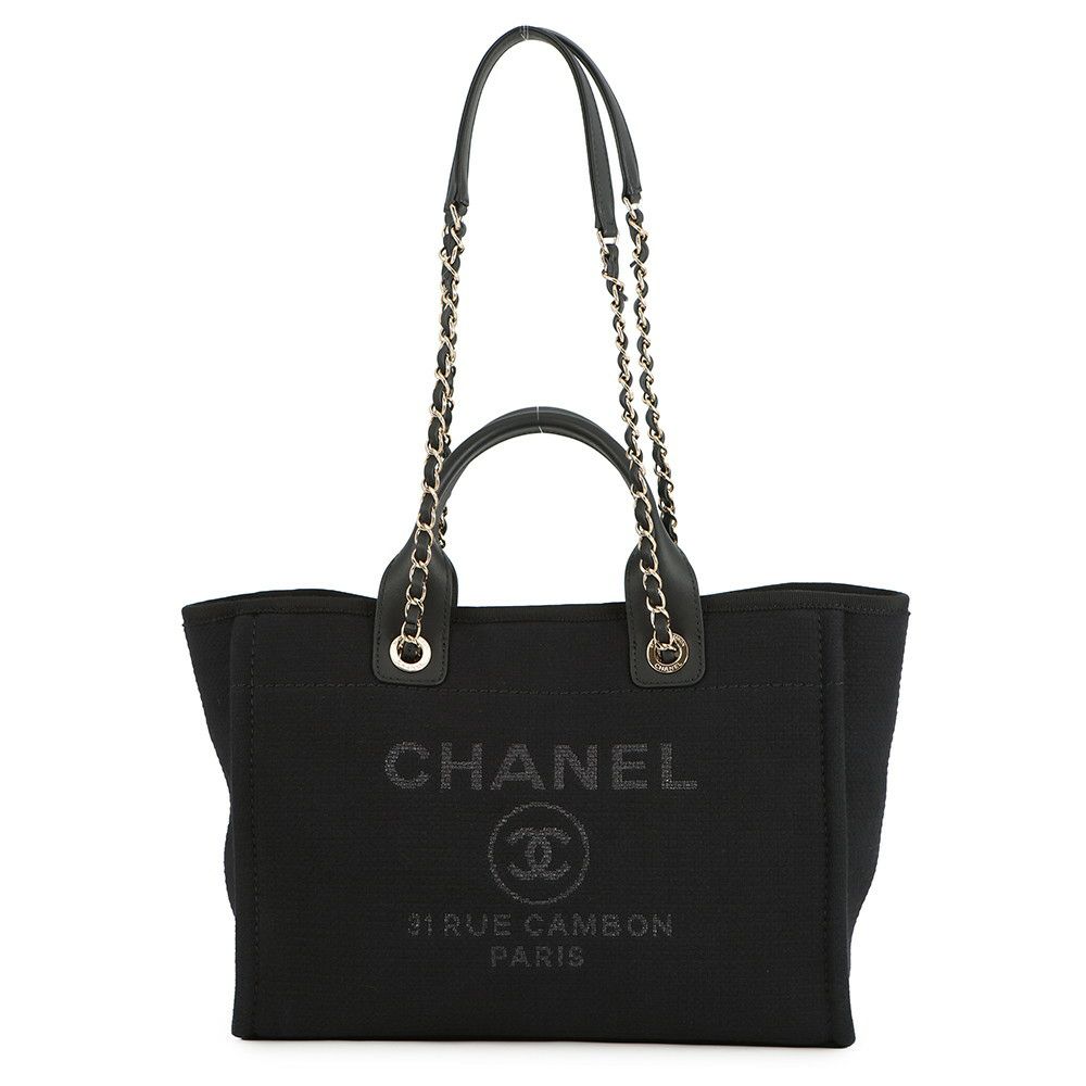 シャネル トートバッグ ドーヴィル ココマーク スモール ショッピングバッグ キャンバス AS3257 CHANEL 2way 黒