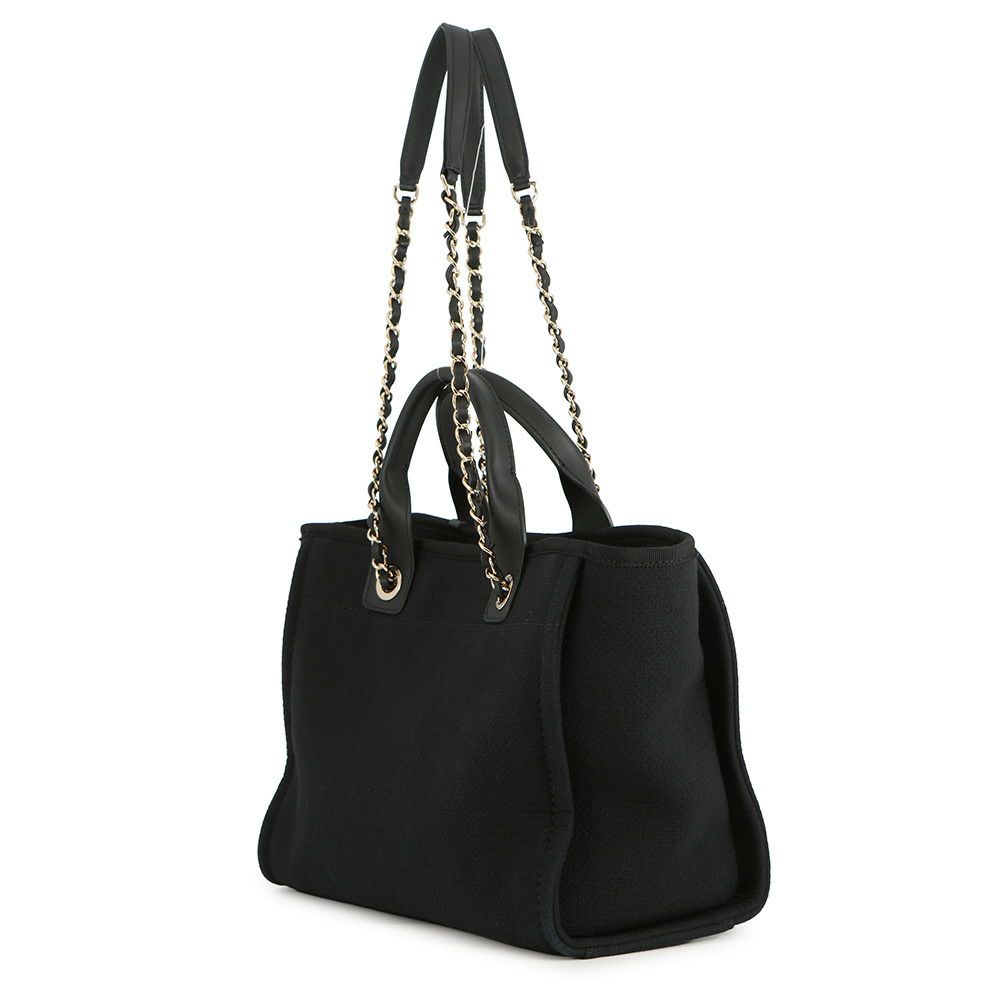 シャネル トートバッグ ドーヴィル ココマーク スモール ショッピングバッグ キャンバス AS3257 CHANEL 2way 黒