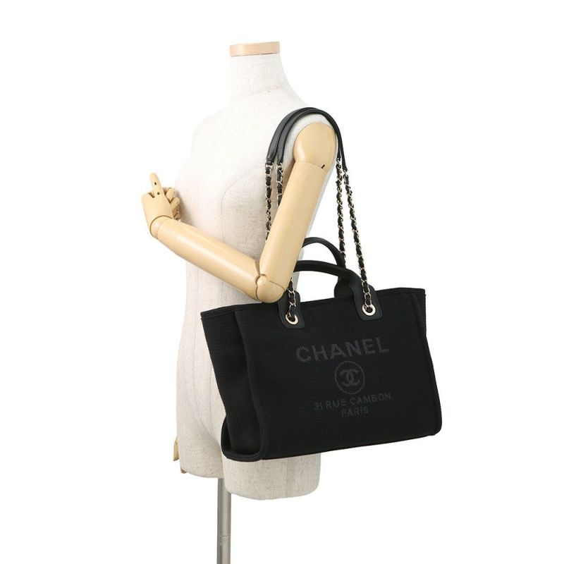 シャネル トートバッグ ドーヴィル ココマーク スモール ショッピングバッグ キャンバス AS3257 CHANEL 2way 黒