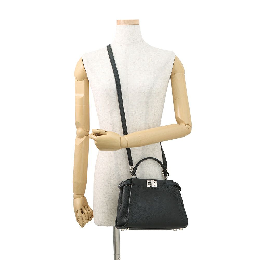 フェンディ ハンドバッグ ミニ ピーカブー セレリア レザー 8BN244 FENDI バッグ ショルダーバッグ 黒