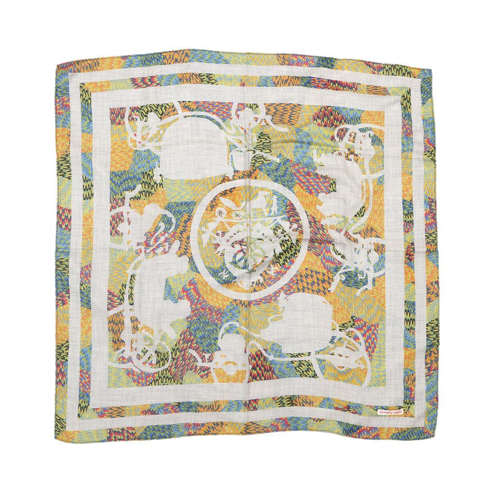 エルメス カレ90 京都マーブル エクスリブリス EX-LIBRIS HERMES カシミヤ スカーフ 2021年秋冬