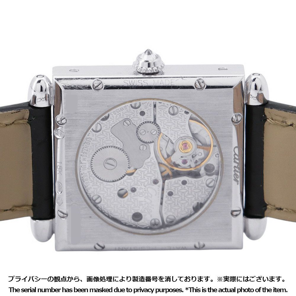 カルティエ タンク オビュ LM K18WG ホワイトゴールド ダイヤベゼル WB800551 Cartier 腕時計 シルバー文字盤