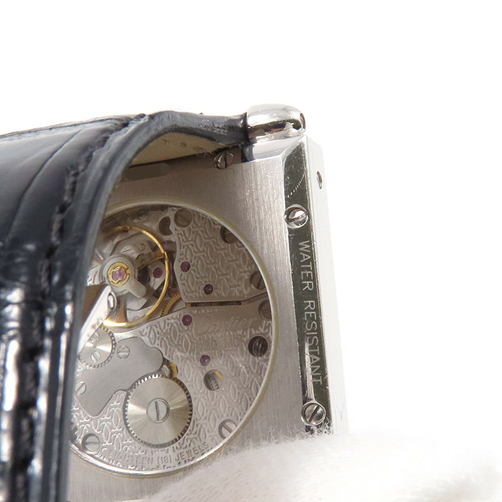 カルティエ タンク オビュ LM K18WG ホワイトゴールド ダイヤベゼル WB800551 Cartier 腕時計 シルバー文字盤