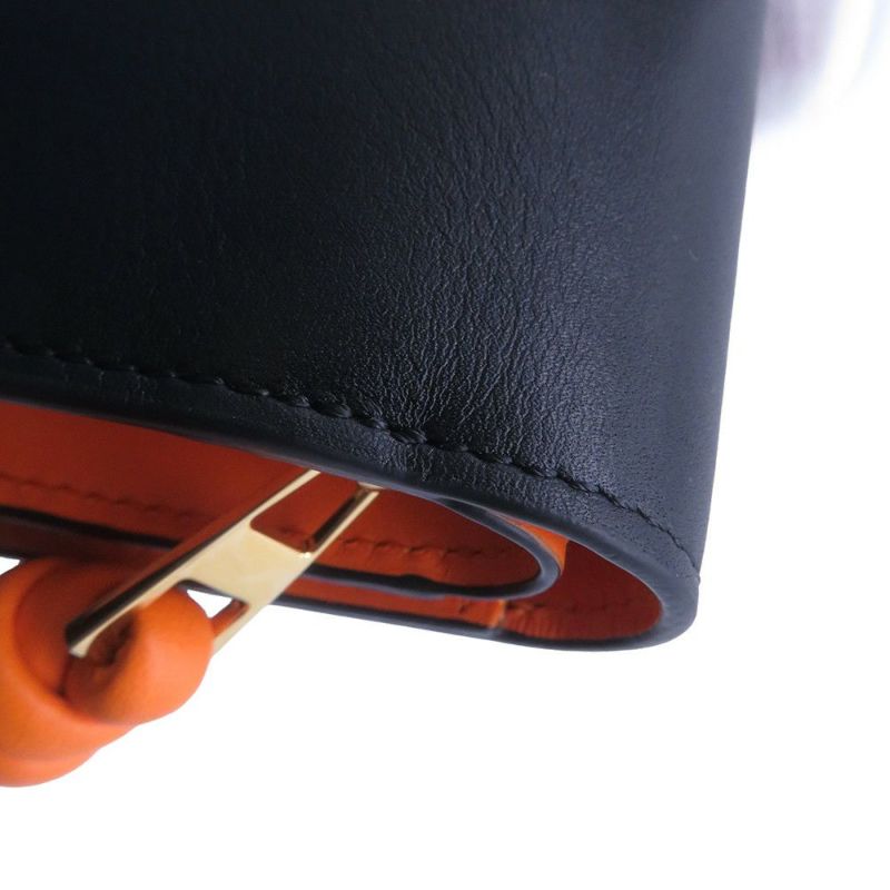 ロエベ 二つ折り財布 ノット コンパクトウォレット シャイニーナパカーフレザー CEM1NCWX01 LOEWE 財布 バイカラー 黒